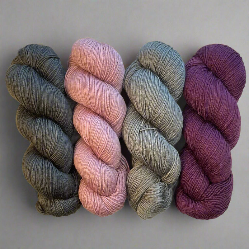 Only Yarn In the Building MKAL by Lyrical Knits (Basalt, Mauvelous, Warm Slate, Claret) on Aussie Extra Fine Fingering + 1 Killer Stitch Marker! *Pattern NOT Included*