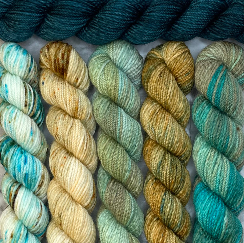 Snaggletooth Shawl by Ambah O'Brien, Aqua Terra Set