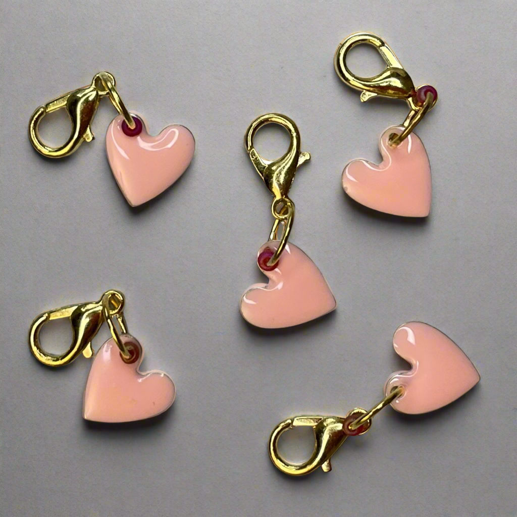 Teeny Pink Double Sided Enamel Heart Progress Keeper