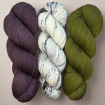 Trio: Eggplant, Newsprint, Bottle Green