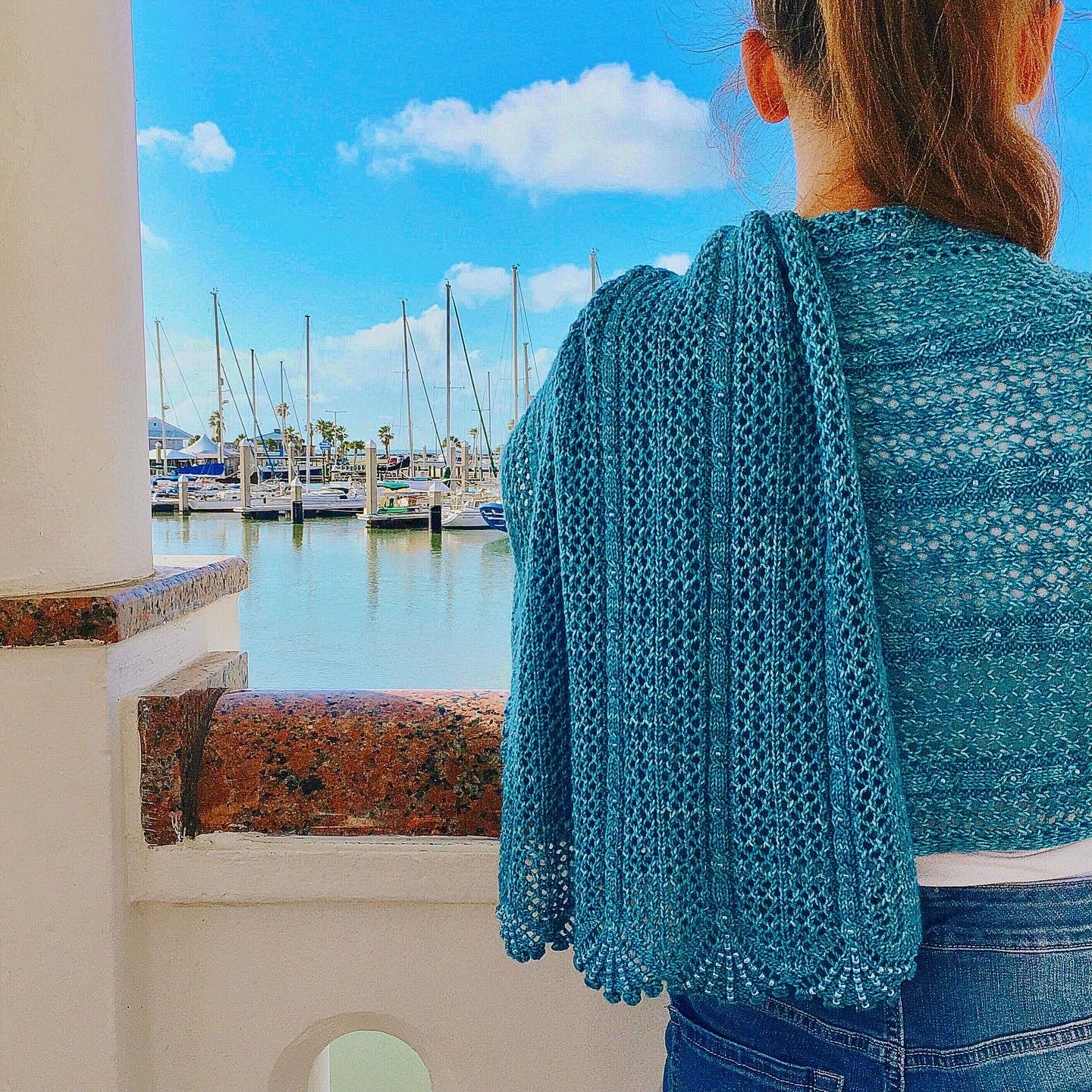 Waters Shawl in Teal Zeal Complete With Seafoam Green Miyuki Beads, Crochet Hook (Design & Sample by Alexandra Davidoff), Aussie Extra Fine Sock with Nylon, ⚜️Pattern is NOT included⚜️  *DYED TO ORDER*