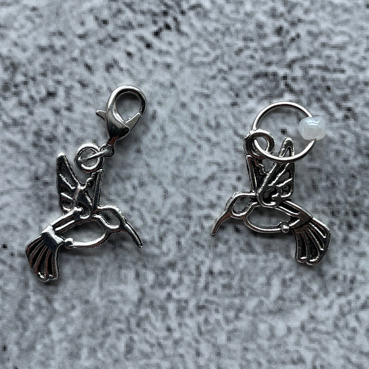 Hummingbird Stitch Marker & Progress Keeper Pair