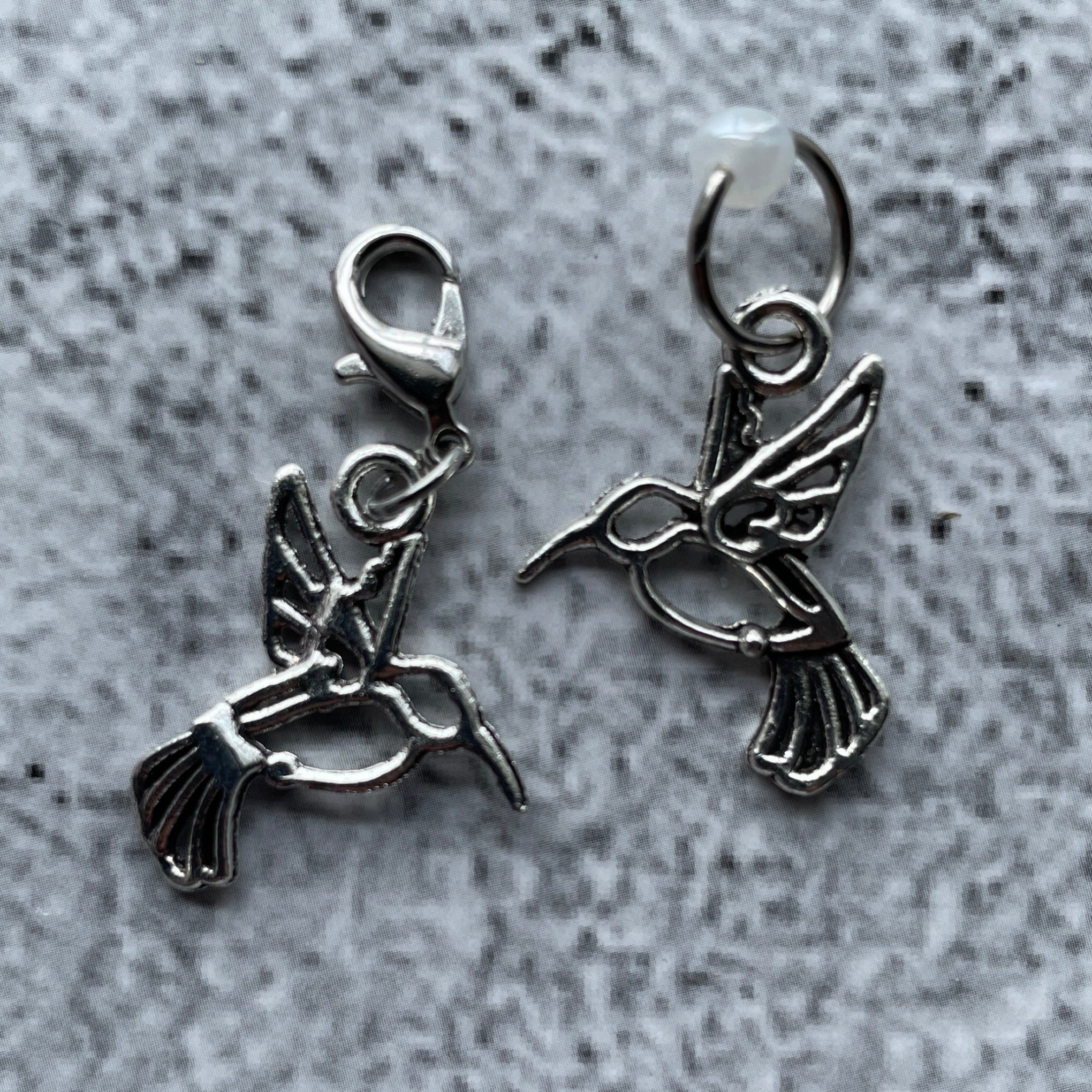 Hummingbird Stitch Marker & Progress Keeper Pair