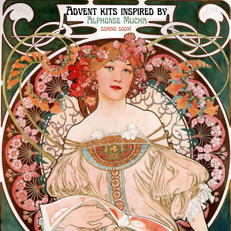Art Nouveau Advent  - The Art of Alphonse Mucha, Kit of 24 Minis + One Full Skein + Extra Gifts    ⚜️ Now Available for Preordering
