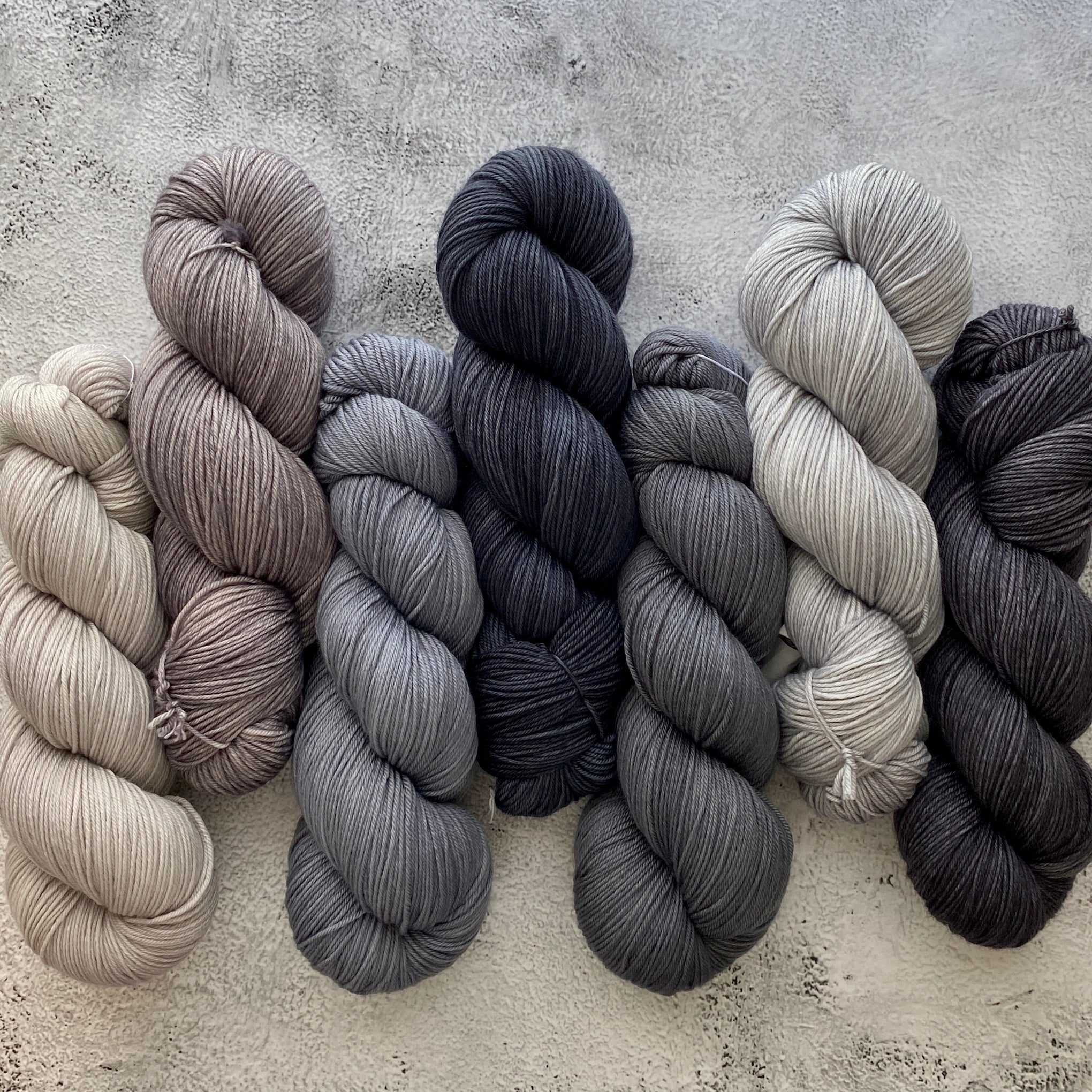 Fragmentation Shawl Yarn Set 701 Neutral Grays, 7 Skeins, Aussie Extra Fine Fingering, Pattern is NOT included, FREE US Shipping