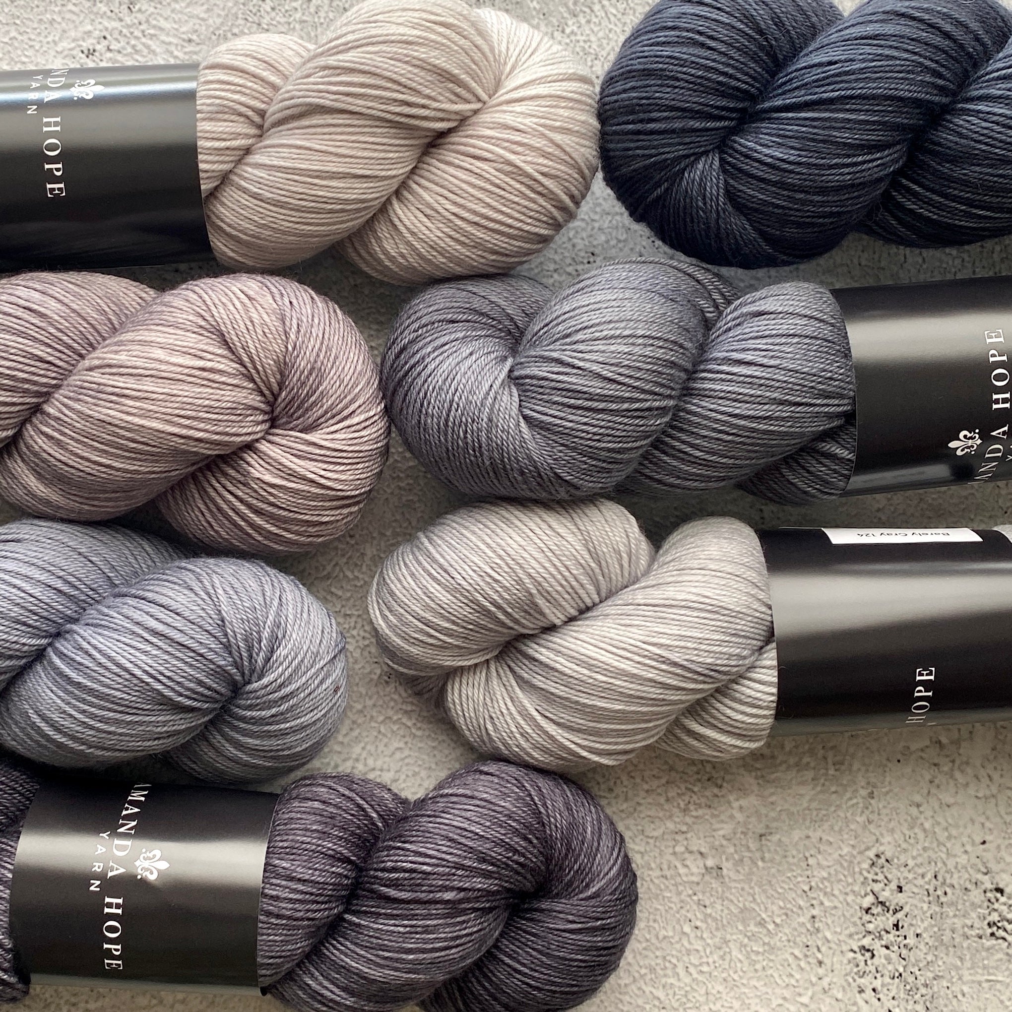 Fragmentation Shawl Yarn Set 701 Neutral Grays, 7 Skeins, Aussie Extra Fine Fingering, Pattern is NOT included, FREE US Shipping