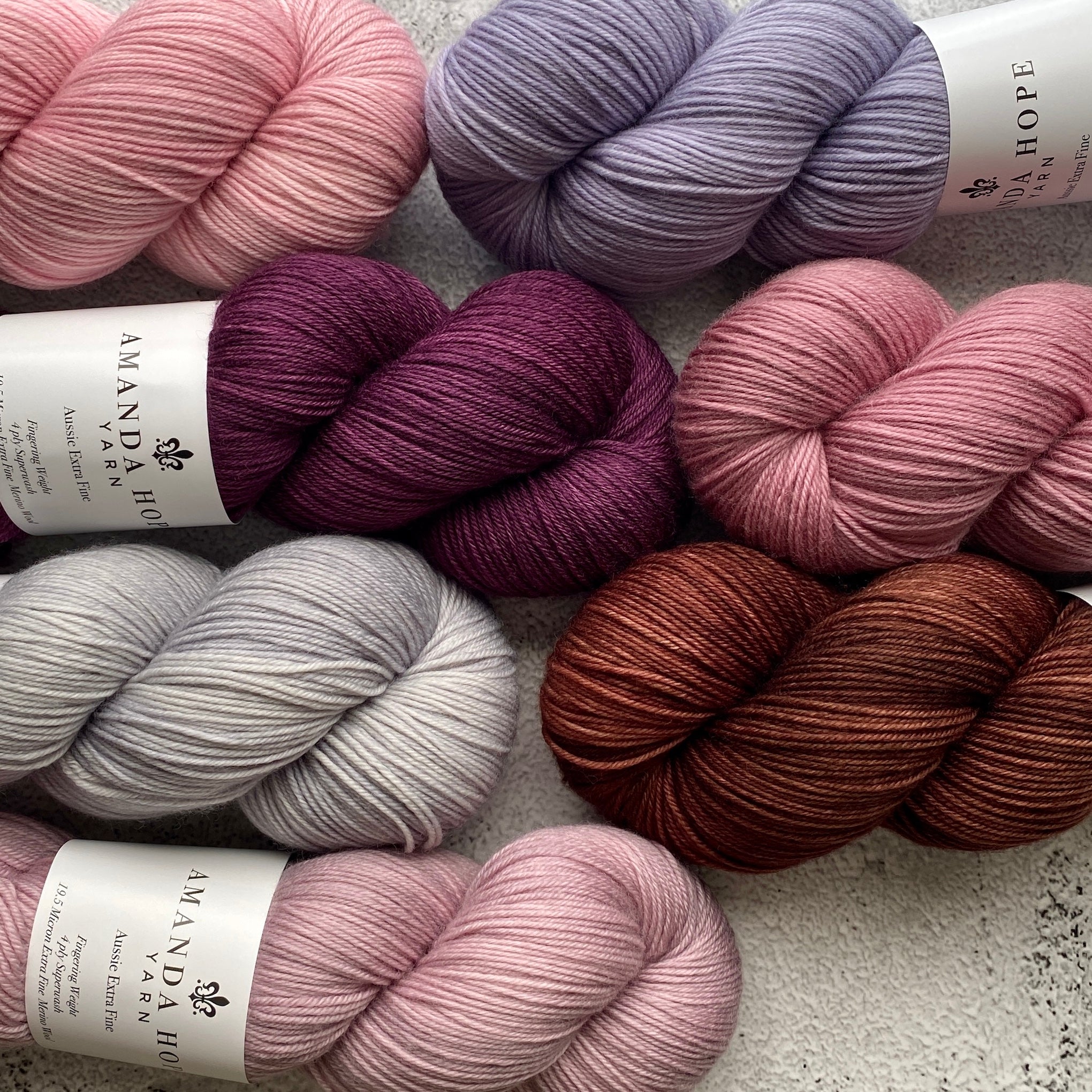Fragmentation Shawl Yarn Set 704, Not Too Sweet,  7 Skeins, Aussie Extra Fine Fingering, Pattern is NOT included, FREE US Shipping