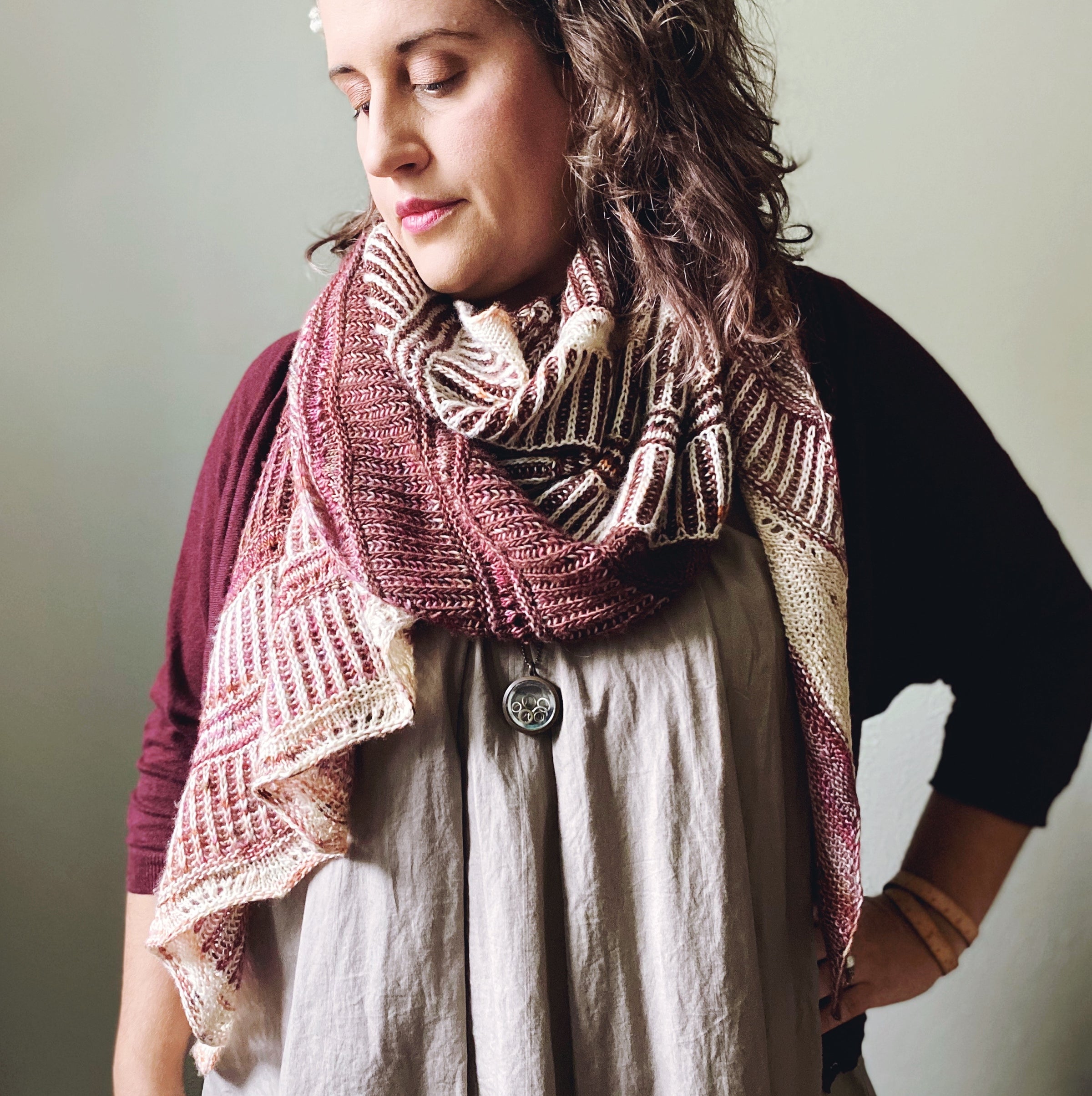 ⚜️Current Mood⚜️ by Lesley Ann Robinson,  Knit Graffiti Designs ⚜️ Original Yarn & Colors ⚜️Trio of Aussie Extra Fine Single in Sika, Sugar Plum Fairy, and Milk Chocolate