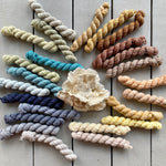 Toes in the Sand DK,  24 DK Minis + 3 Enamel Shell Stitch Markers for Ambah's Winter Solstice or Fizzilicious Pattern, Aussie Extra Fine DK with Nylon, READY TO SHIP - FREE US SHIPPING