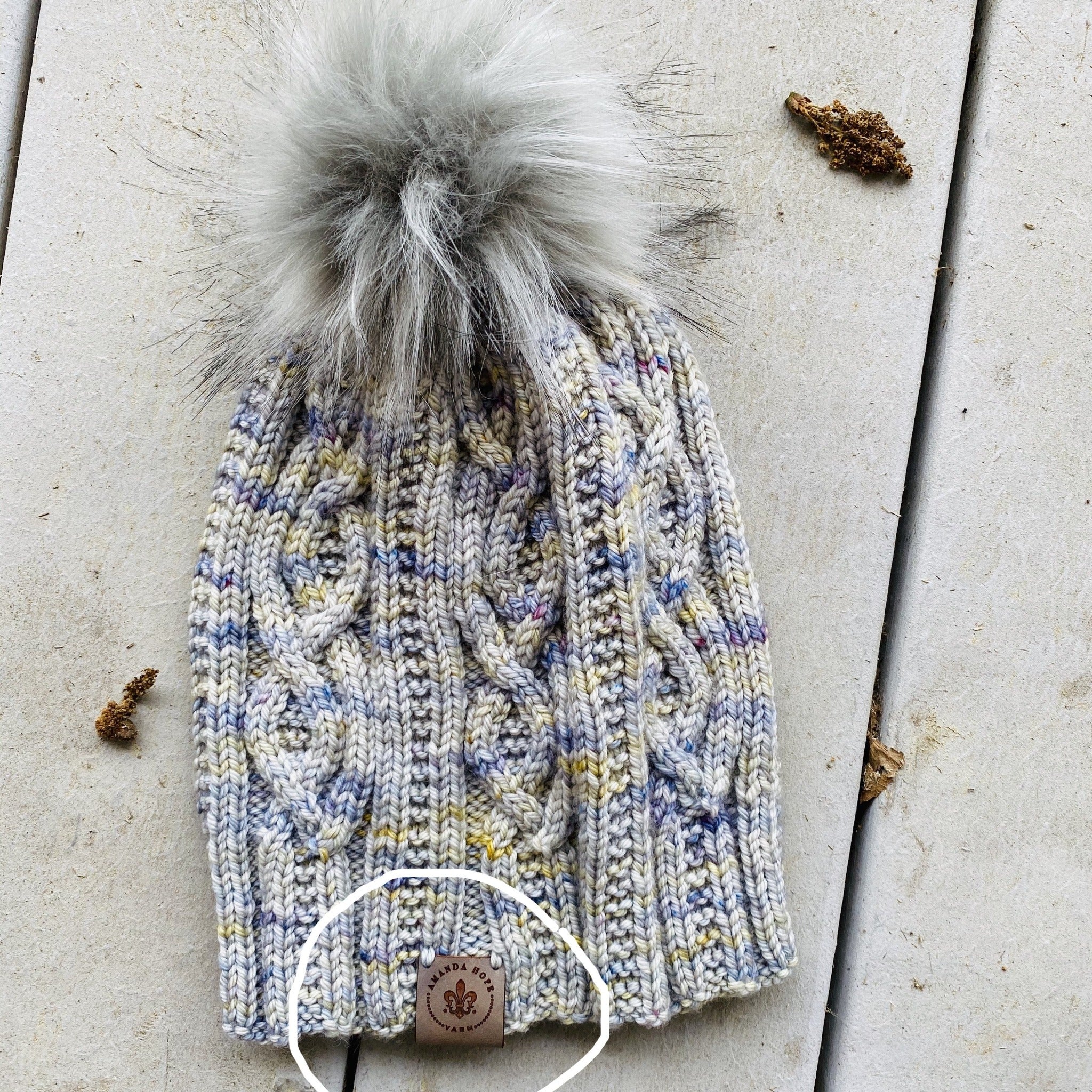 Amanda Hope Yarn Gray Leather Hat Tag