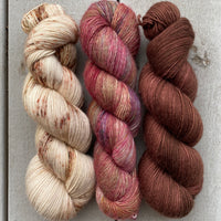 ⚜️Current Mood⚜️ by Lesley Ann Robinson,  Knit Graffiti Designs ⚜️ Original Yarn & Colors ⚜️Trio of Aussie Extra Fine Single in Sika, Sugar Plum Fairy, and Milk Chocolate
