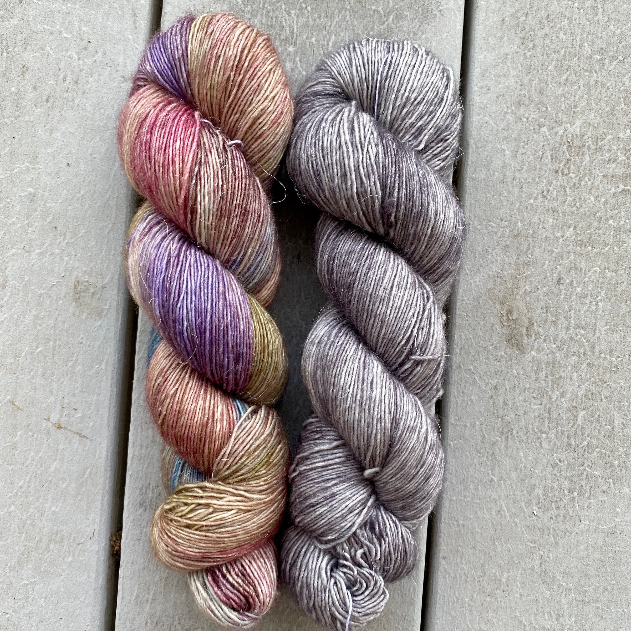 Duo Kit, The Language of Flowers and Steel, Merino Linen, Two Skeins