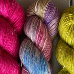 Trio of Merino Linen (fingering weight), Bodacious Berry, The Language of Flowers & William's Pear
