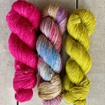 Trio of Merino Linen (fingering weight), Bodacious Berry, The Language of Flowers & William's Pear
