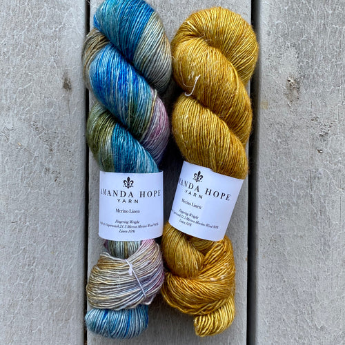 Duo Kit, Boutique and Ochre, Merino Linen, Two Skeins