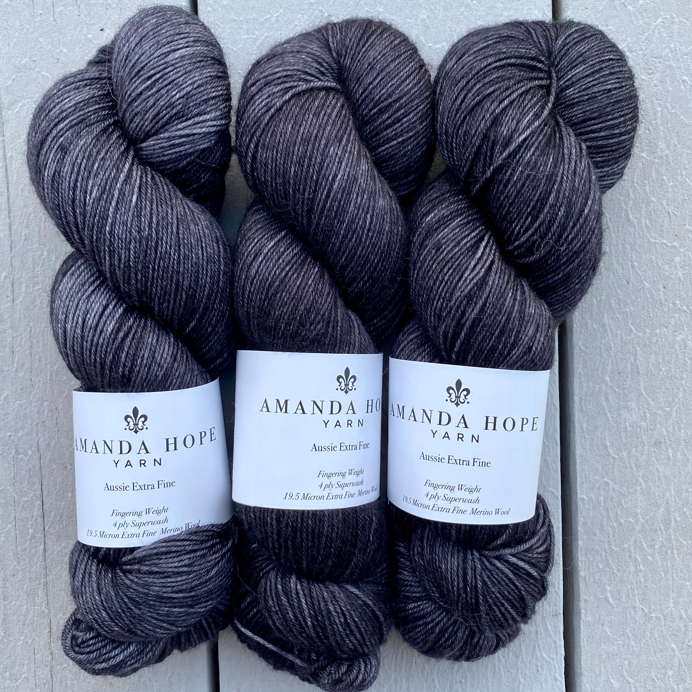Noir, Aussie Extra Fine Fingering or Aussie Extra Fine Sock with Nylon