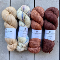 Quartet of Aussie Extra Fine Fingering in Peachy Tan, Fossil, Fawn, Milk Chocolate *DYED TO ORDER*