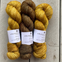 Misurina or Trelawny Top (Both are Crop Tees) Yarn in Ochre & Oil Rubbed Bronze , Merino Linen (fingering weight)