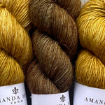 Misurina or Trelawny Top (Both are Crop Tees) Yarn in Ochre & Oil Rubbed Bronze , Merino Linen (fingering weight)