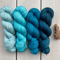 Sharon's Road Trip MKAL - Teal Me About It Gradient Quartet in Aussie Extra Fine Fingering ⚜️Dyed to Order⚜️ 1 Cat Stitch Marker + 1 Pink Bow Progress Keeper *FREE US SHIPPING*