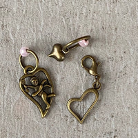 Valentine Cupid Stitch Marker  & Progress Keeper Trio
