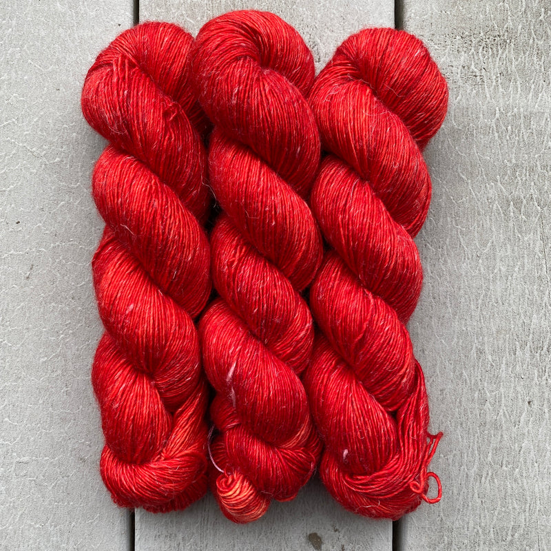 Not Just For Christmas Red, Merino Linen Fingering Weight