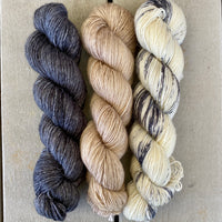 Trio of Merino Linen (fingering weight), Antibes Batik, Ash and Cashmere Pearl perfect for Linen Summer Shawl by Joji Locatelli - PATTERN IS NOT INCLUDED