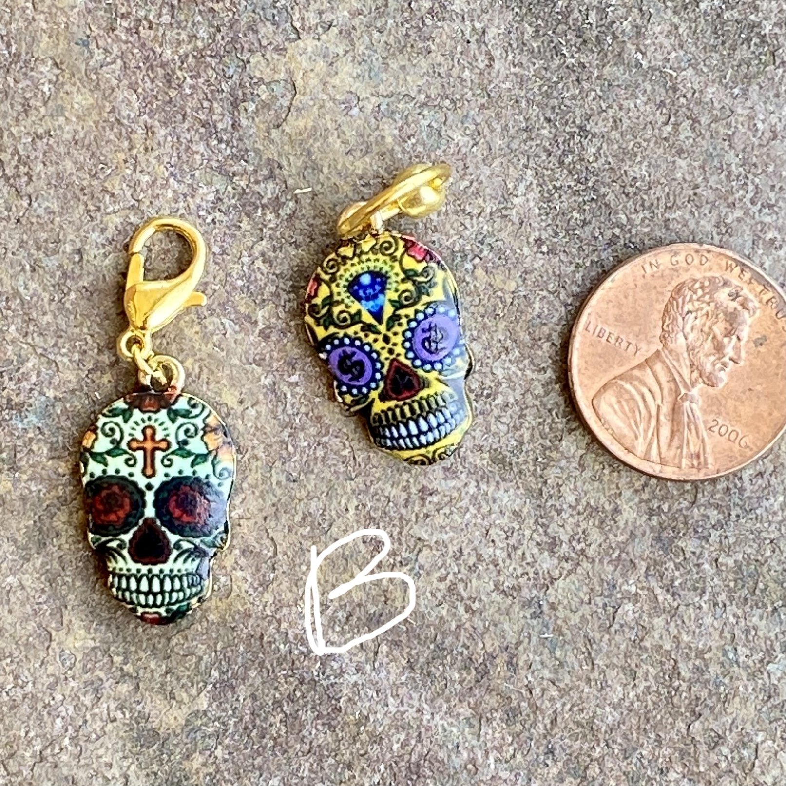 Sugar Skull Stitch Markers and Progress Keepers - Many Options!