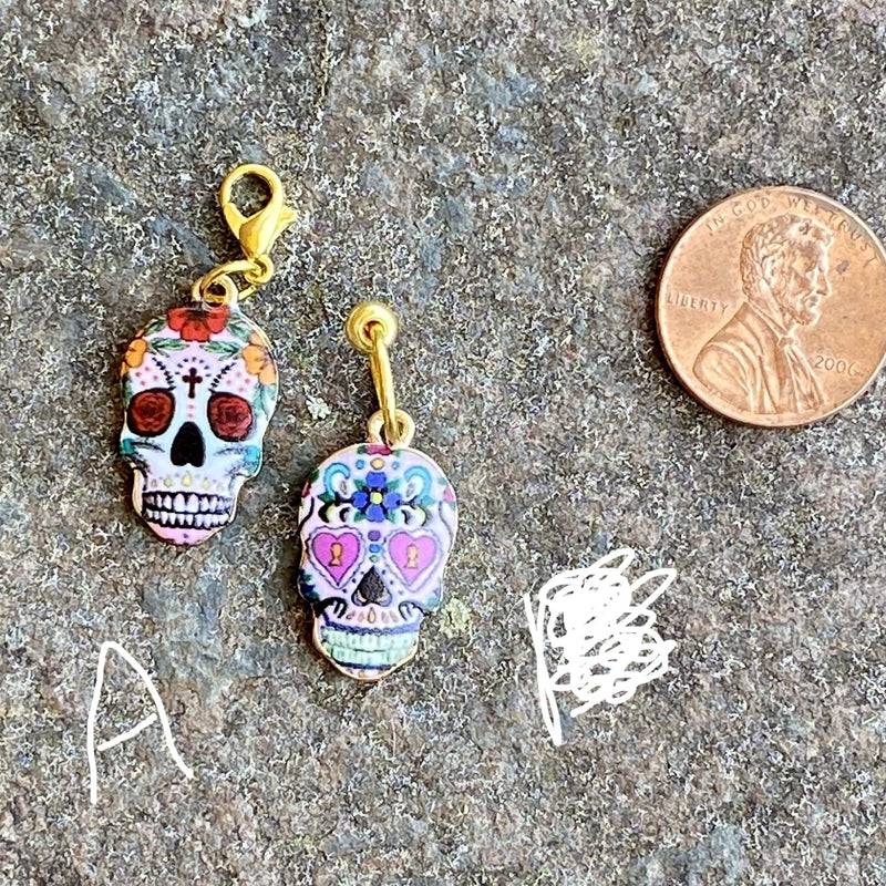 Sugar Skull Stitch Markers and Progress Keepers - Many Options!