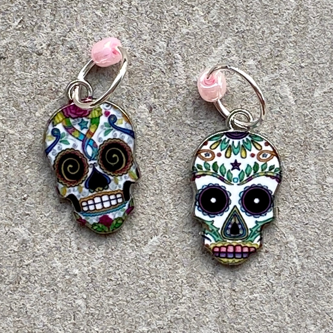 Sugar Skull Stitch Markers and Progress Keepers - Many Options!