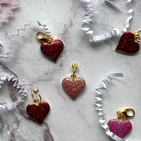 Valentine Sparkle Heart Stitch Marker  & Progress Keeper Pair