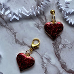 Valentine Sparkle Heart Stitch Marker  & Progress Keeper Pair