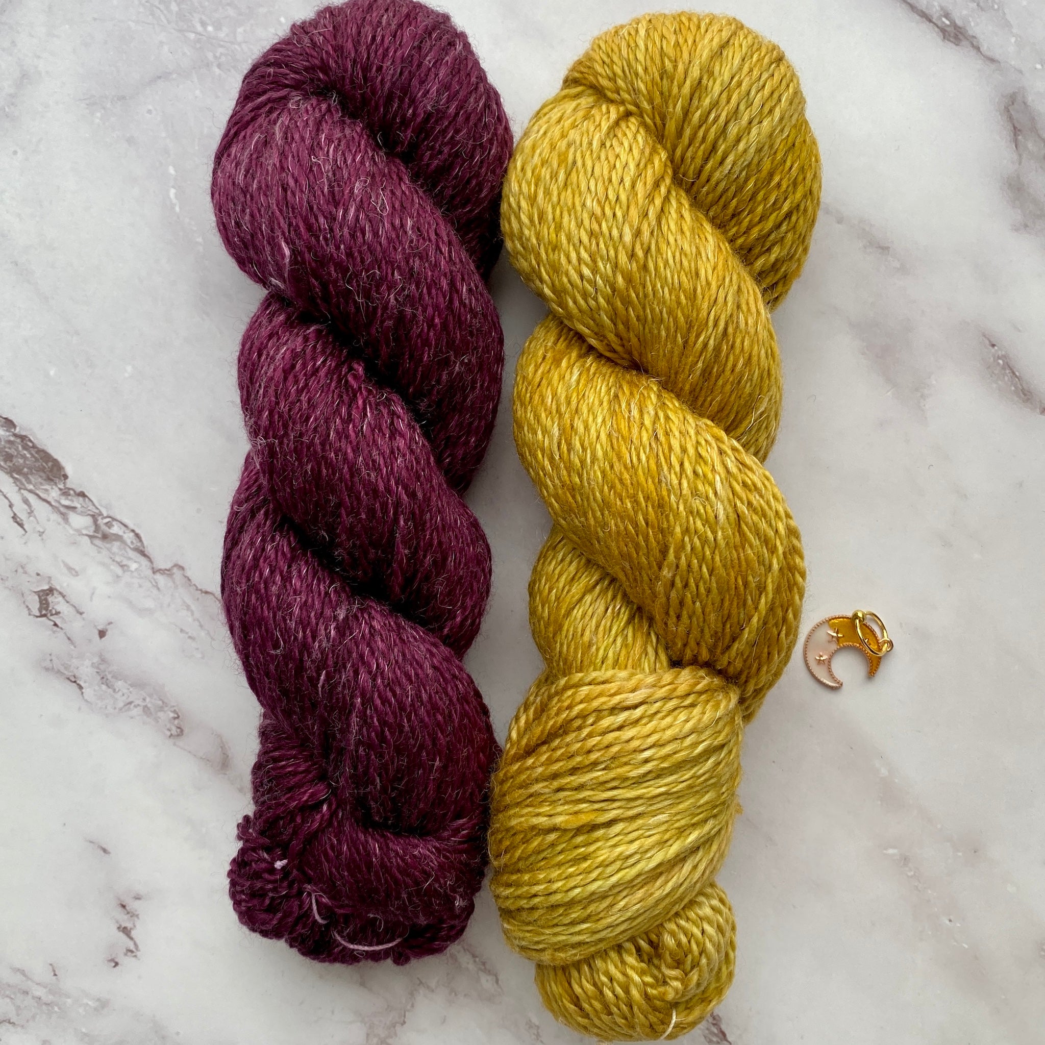 Duos for Decker Hat (a design by Joan Forgione), Multiple Color Combos, Merino Linen Aran + special stitch marker