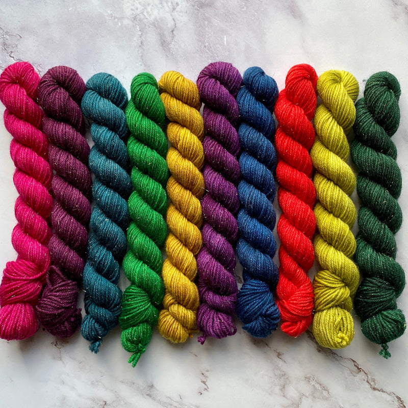 10 Gold Stellina Minis - (Perfect for Swept Along Shawl by Tamy Gore!) with Optional Full Skeins,  Aussie Extra Fine Gold