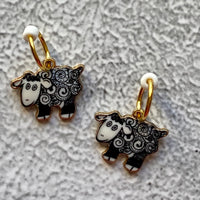 Black & White Sheep Enamel Charm Stitch Marker & Progress Keeper Combos