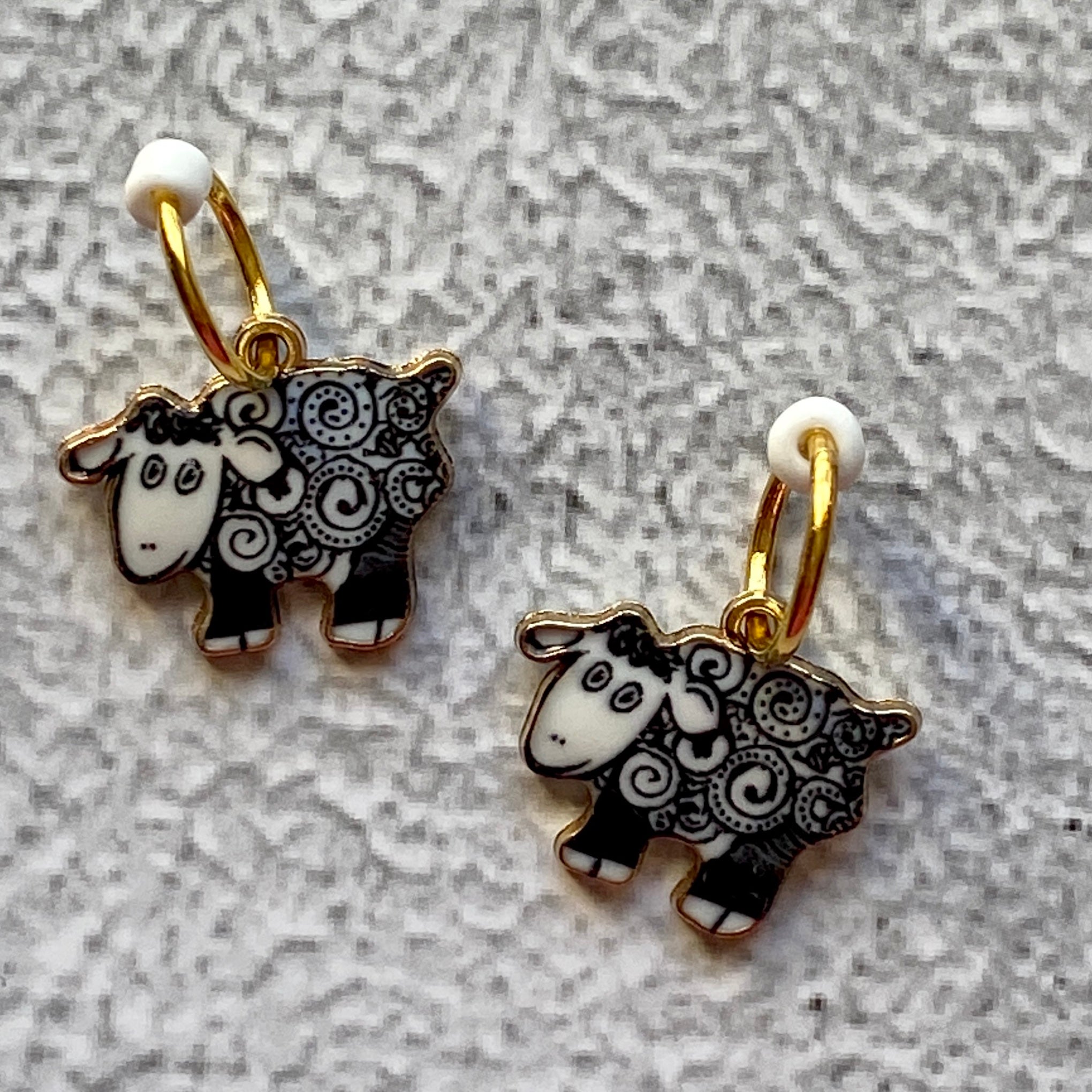 Black & White Sheep Enamel Charm Stitch Marker & Progress Keeper Combos