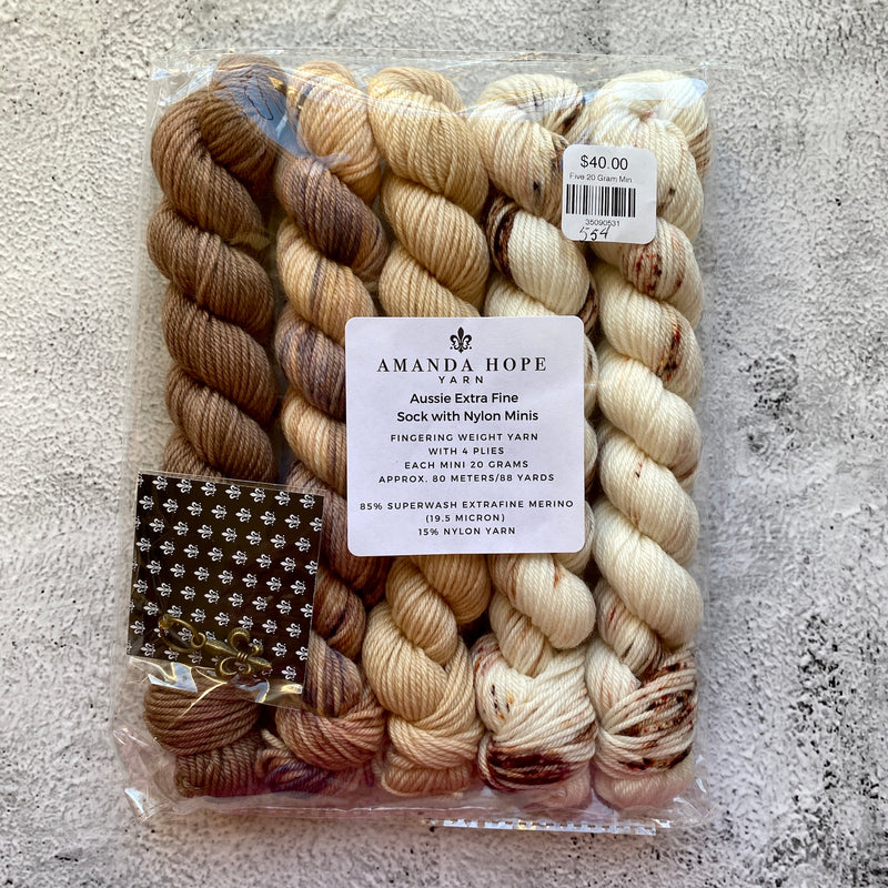 Five Minis, Set 554, Aussie Extra Fine Sock with Nylon