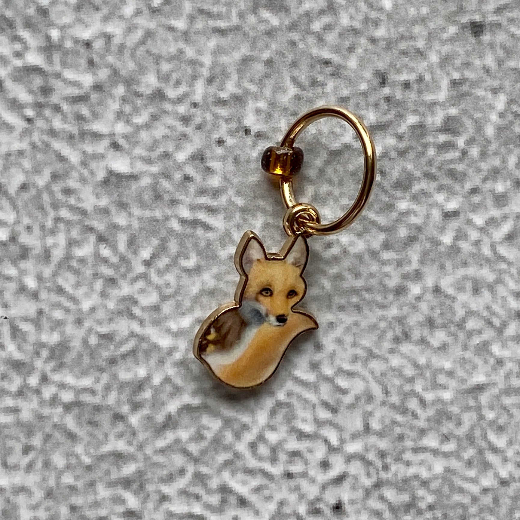 Fox Enamel Stitch Marker - Red or Gray