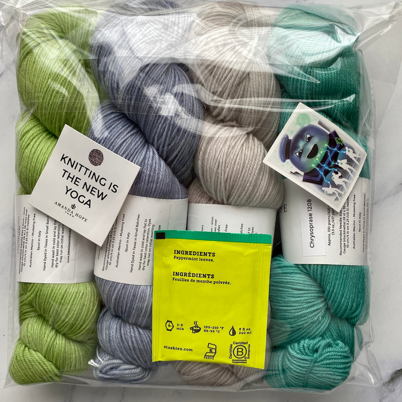 Slimer, Who Ya Gonna Shawl? MKAL with FREE SHIPPING to US, Quartet in Aussie Extra Fine + 2 stitch markers and locking marker