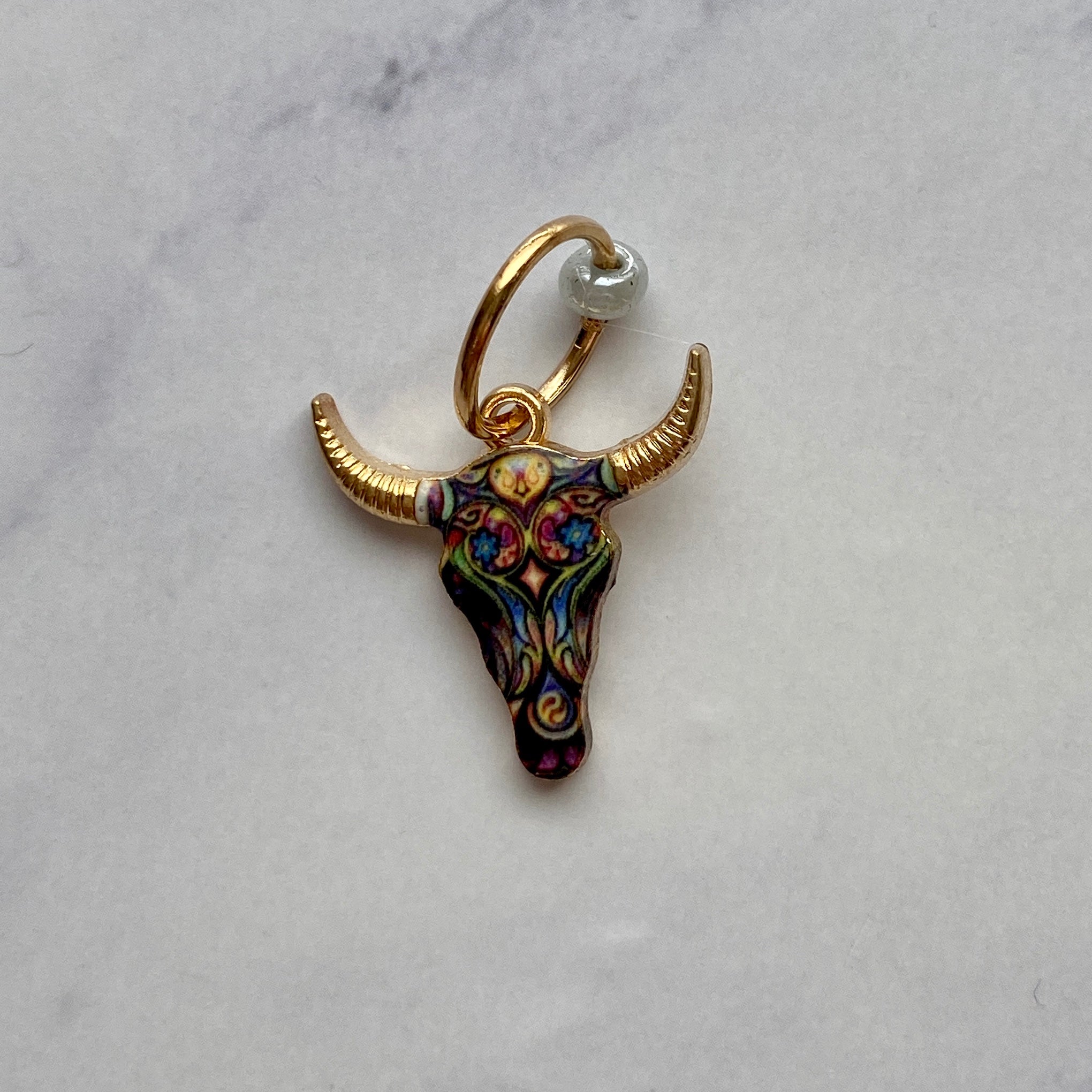 Longhorn Enamel Stitch Marker