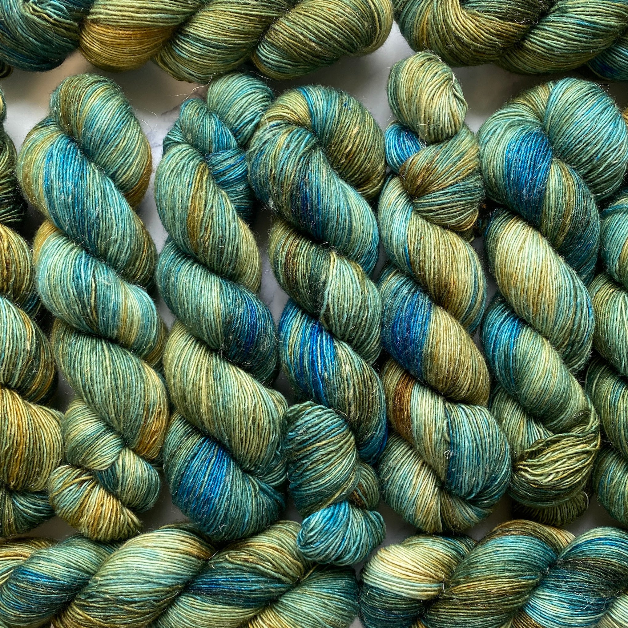 Nocturne: Blue and Gold, Merino Linen Fingering Weight