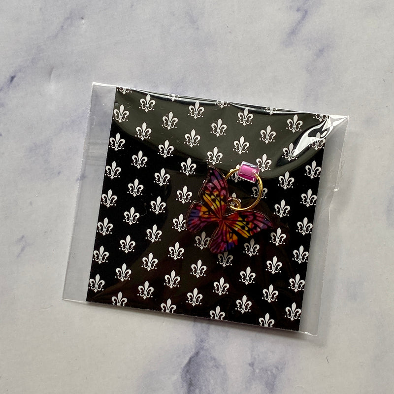 Butterfly Enamel Stitch Marker, Dark Pink and Purple
