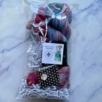 Let Them Eat Cake!  Aussie Extra Fine Sock with Nylon + 2 Minis Sock Set, with Cake Stitch Marker, in a fun package!