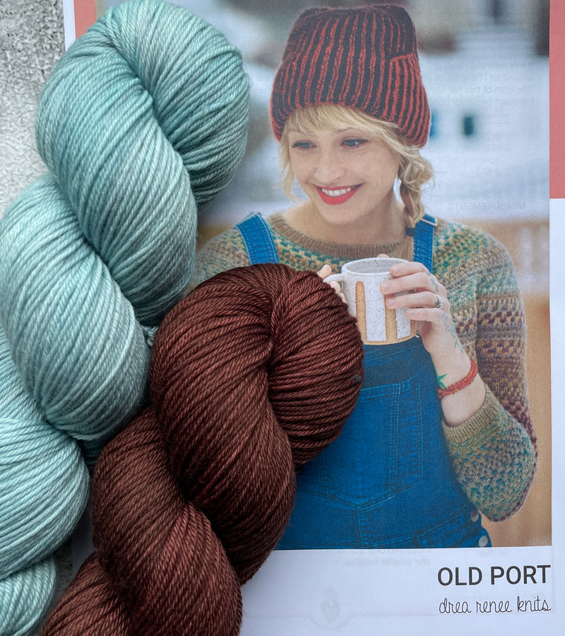 Old Port Hat Sport Set Duo set Gossamer Teal/Milk Chocolate (Pattern is NOT included)
